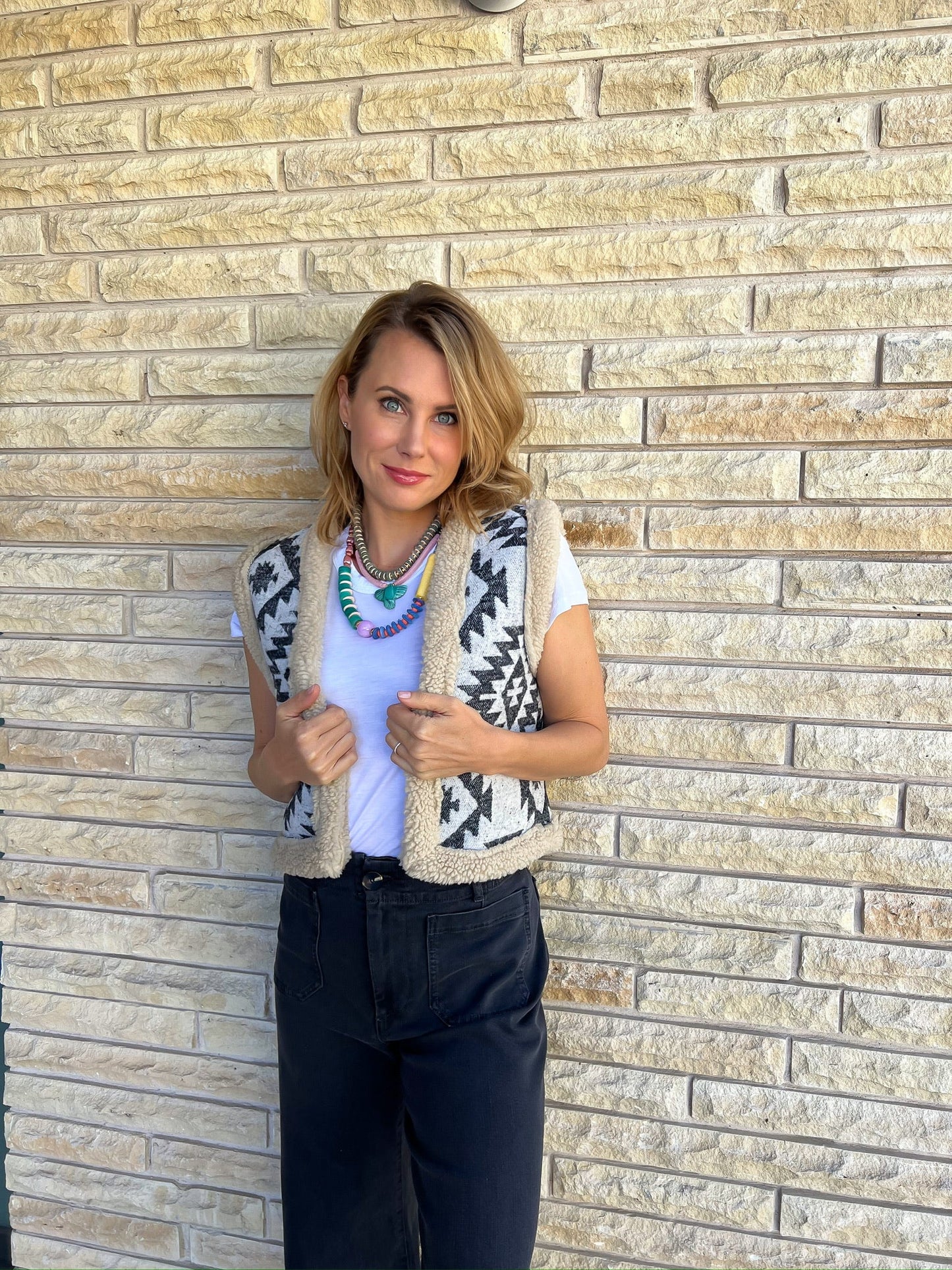 Tribal Sherpa Vest - Addie Rose Boutique - Austin