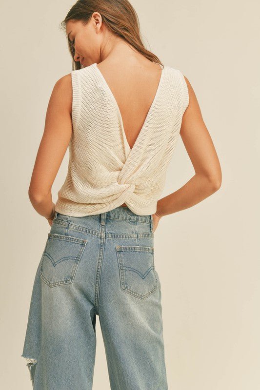 Twisted Knit Top - Addie Rose Boutique - Austin