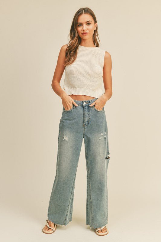 Twisted Knit Top - Addie Rose Boutique - Austin