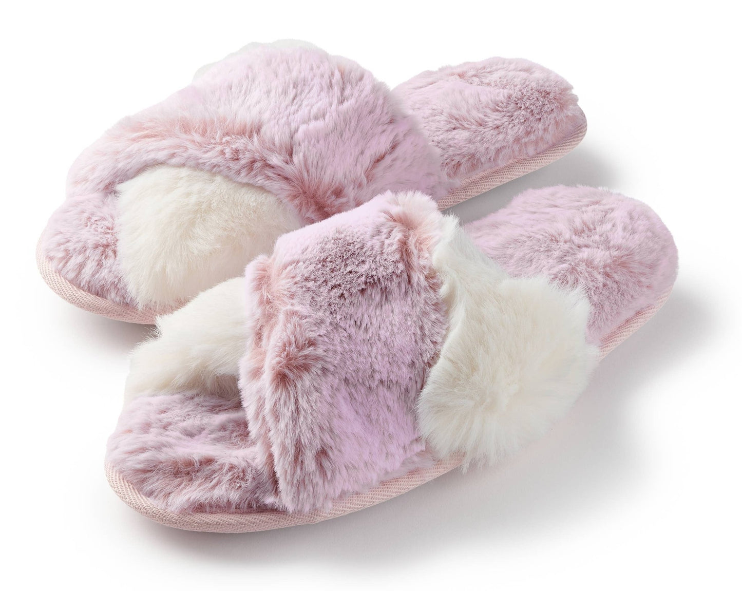 Women's Cross Band Soft Furry Slippers - Addie Rose Boutique - Austin