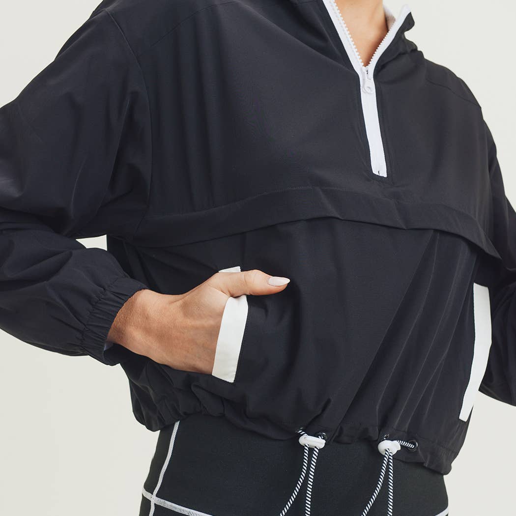 Mono B - Cropped Half-Zipped Windbreaker Jacket