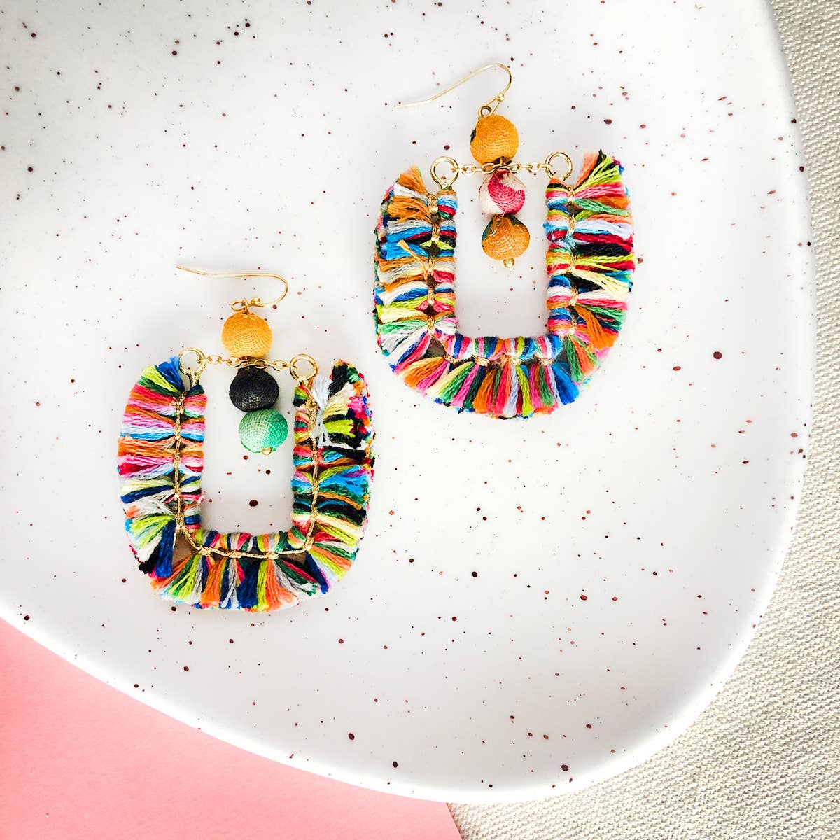WorldFinds - Tasseled Horseshoe Drop Earrings