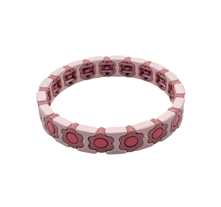 Mauve and Ivory Flower Power Bracelet
