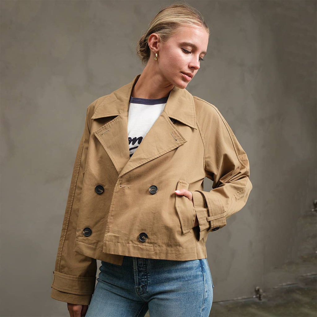 Cassidy Short Double-Breasted Trench Jacket