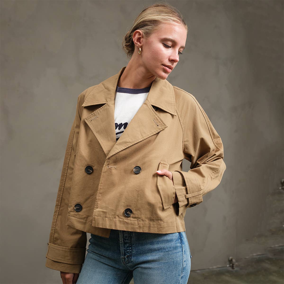 Cassidy Short Double-Breasted Trench Jacket