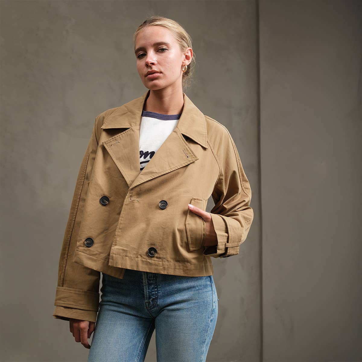 Cassidy Short Double-Breasted Trench Jacket