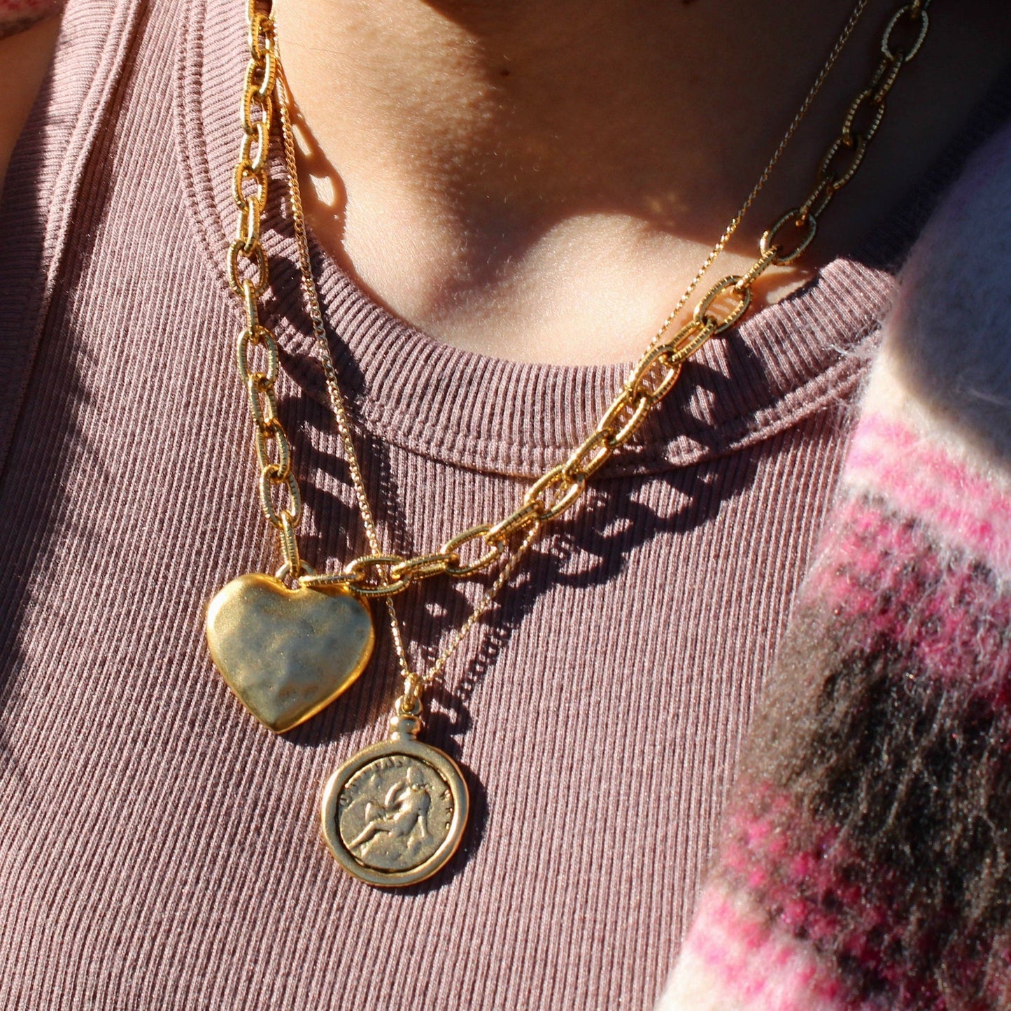 Antiqued Gold Chunky Heart