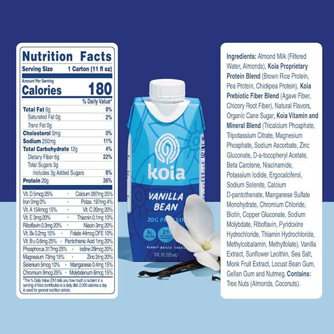 Koia - Vanilla Bean Nutrition Shake - 12pk Shelf Stable