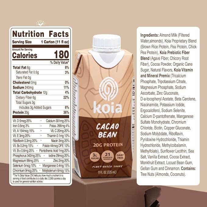 Koia - Cacao Bean Nutrition Shake - 12pk Shelf Stable