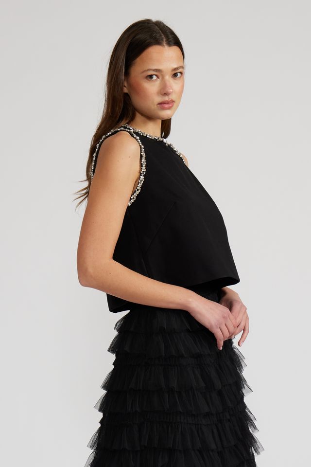 Meagan Crystal Trim Top