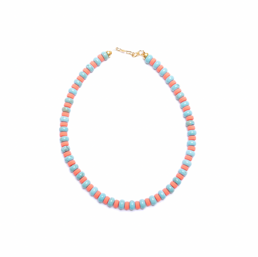 Short Turquoise and Pink Necklace