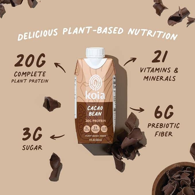 Koia - Cacao Bean Nutrition Shake - 12pk Shelf Stable