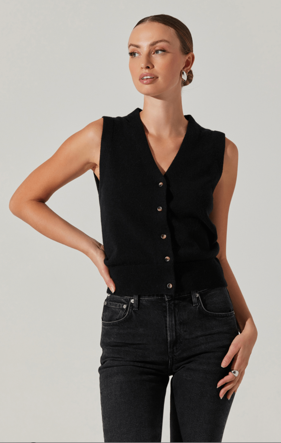 Addison Vest Black - Addie Rose Boutique - Austin