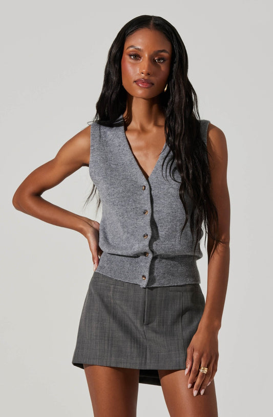 Addison Vest Gray - Addie Rose Boutique - Austin