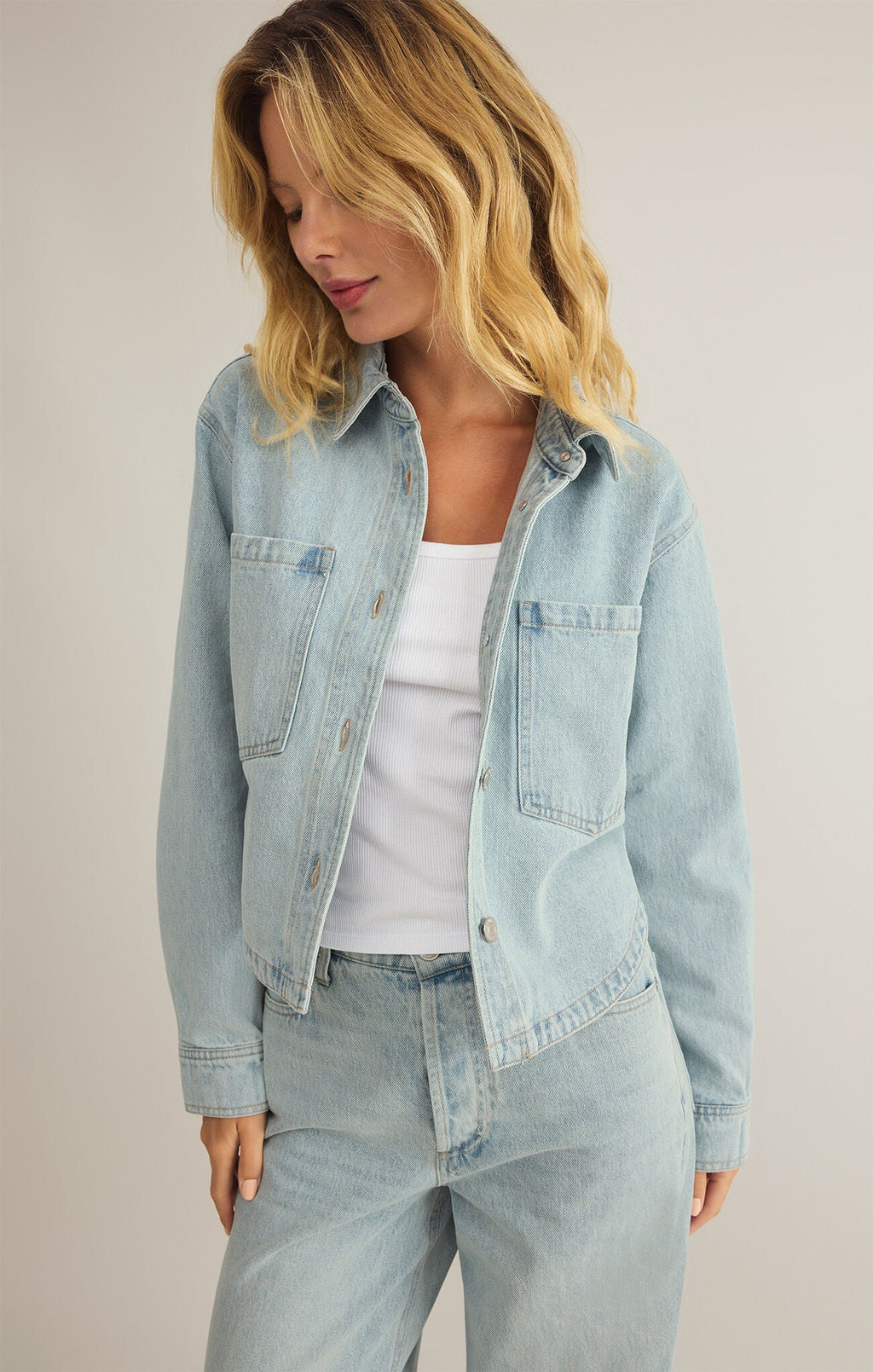 All Day Cropped Jean Jacket - Addie Rose Boutique - Austin