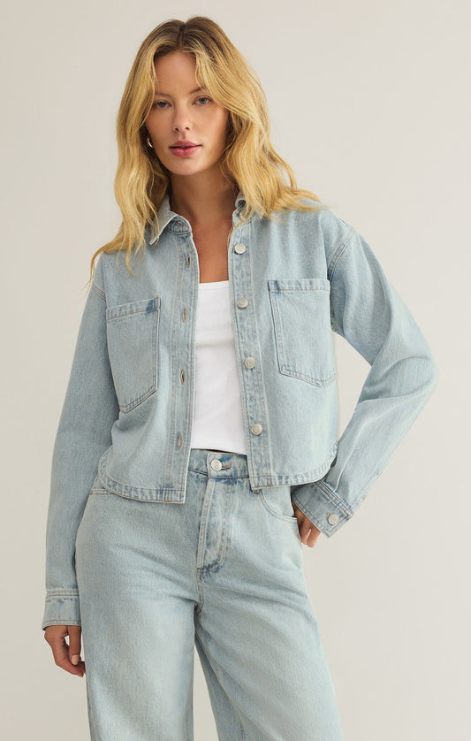 All Day Cropped Jean Jacket - Addie Rose Boutique - Austin