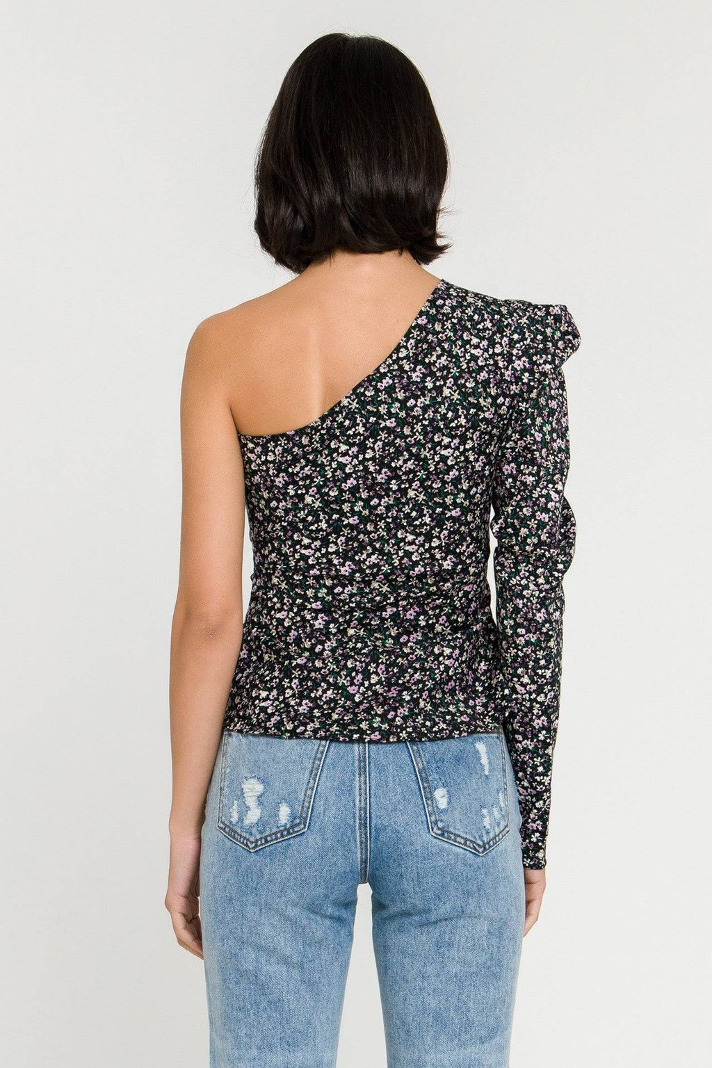 Asymmetric Floral Top - Addie Rose Boutique - Austin