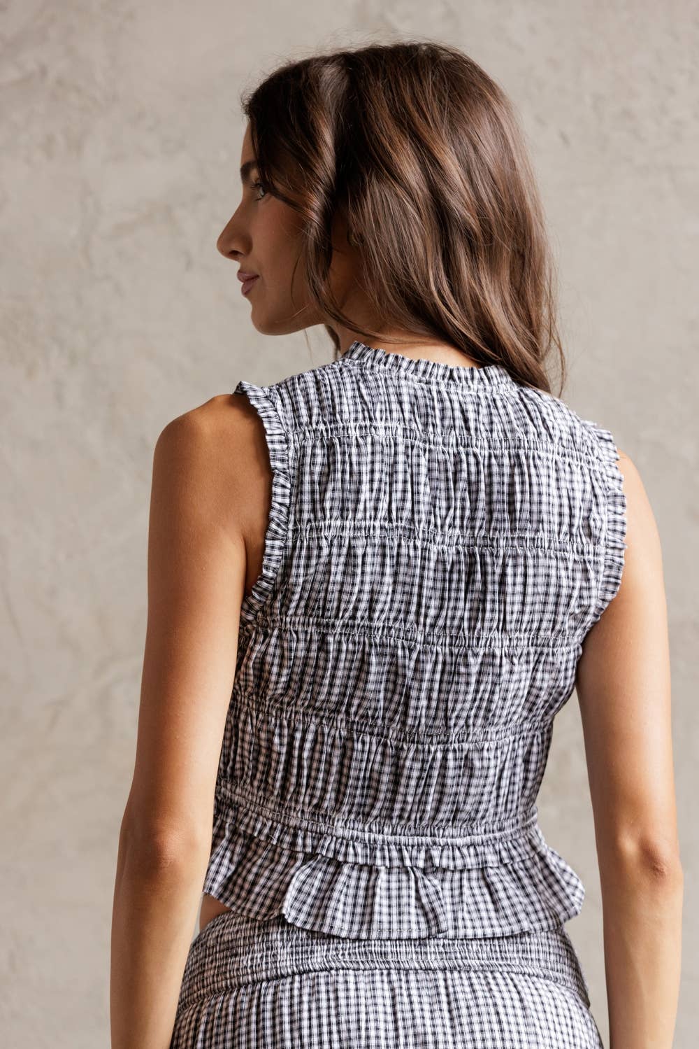 Shelly Smocked Gingham Top