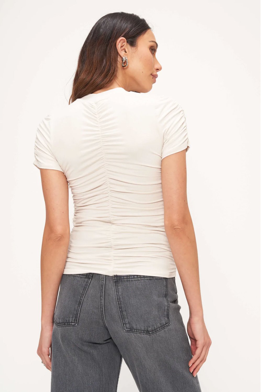 Backstage Ruched Mock Neck Tee - Addie Rose Boutique - Austin