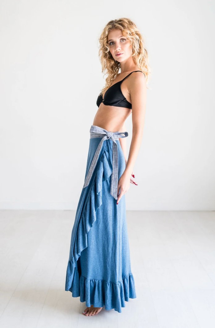 Baltic Blue Wrap Skirt - Addie Rose Boutique - Austin