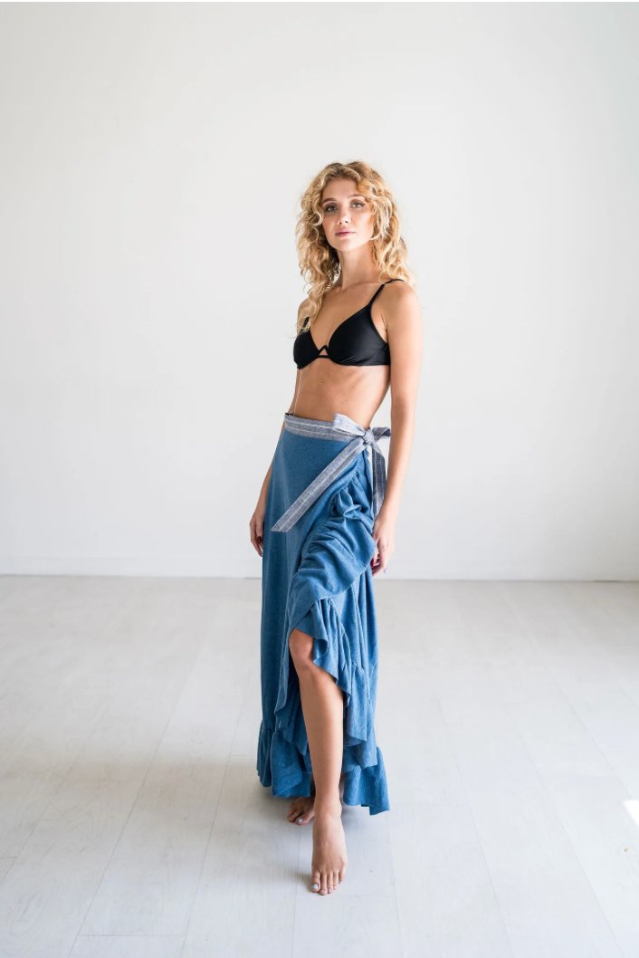 Baltic Blue Wrap Skirt - Addie Rose Boutique - Austin