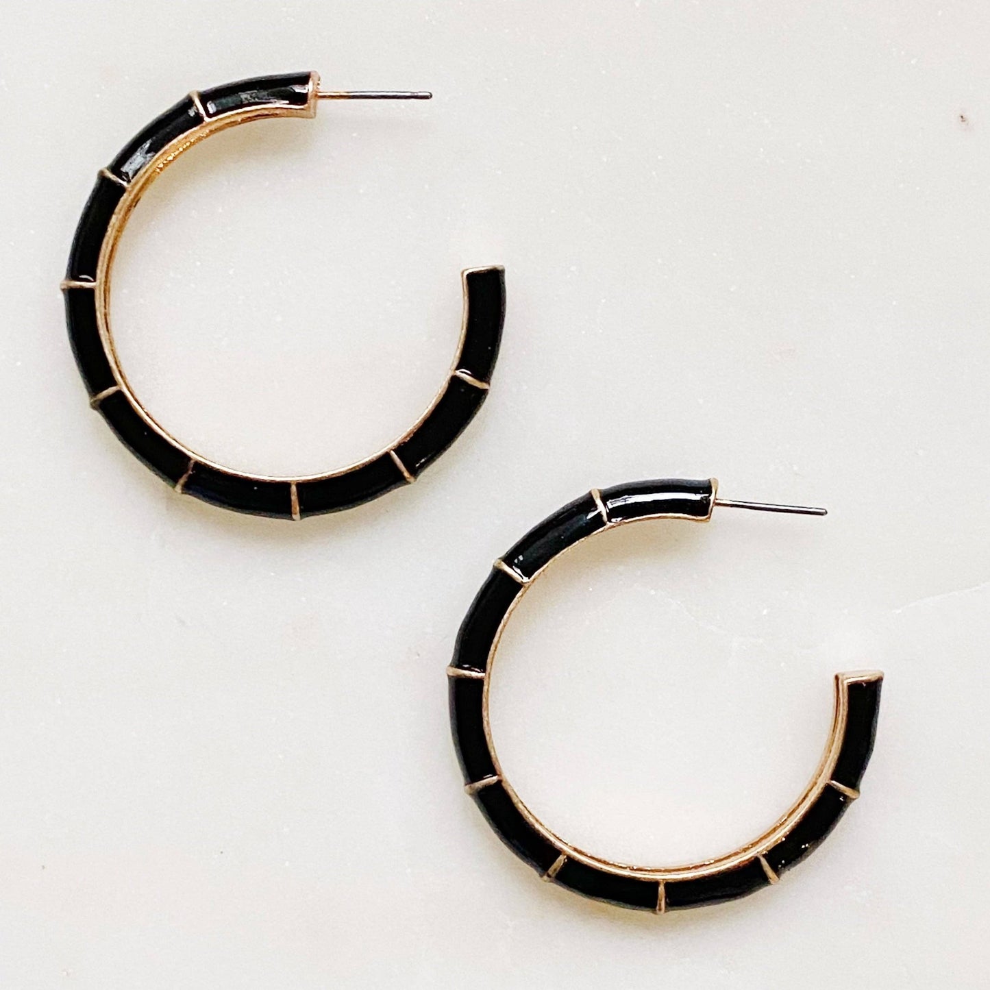 Black Candy Drop Colored Hoop Earrings - Addie Rose Boutique - Austin