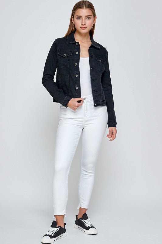 Black Denim Jacket - Addie Rose Boutique - Austin