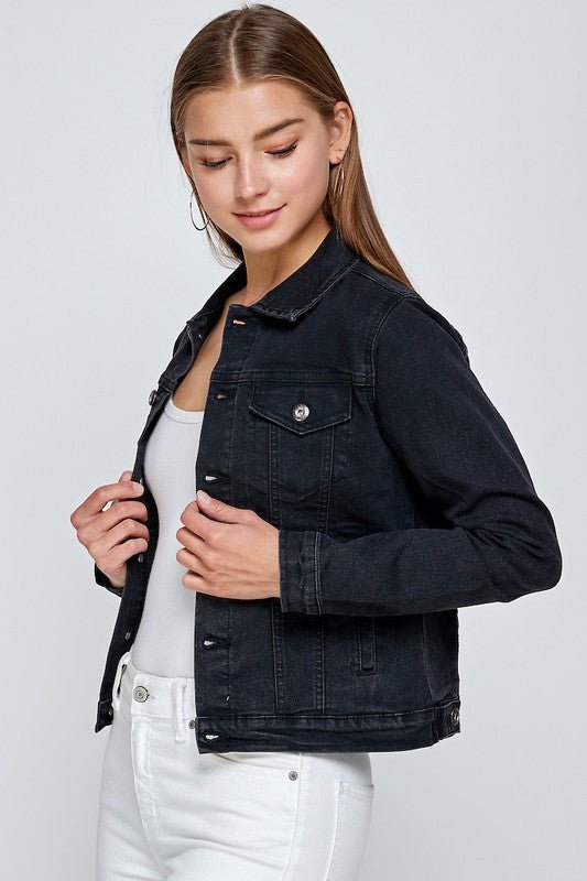 Black Denim Jacket - Addie Rose Boutique - Austin