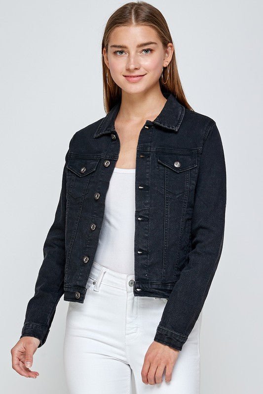 Black Denim Jacket - Addie Rose Boutique - Austin