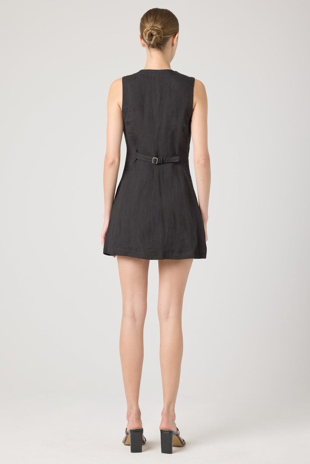 Black Linen Mini Dress - Addie Rose Boutique - Austin