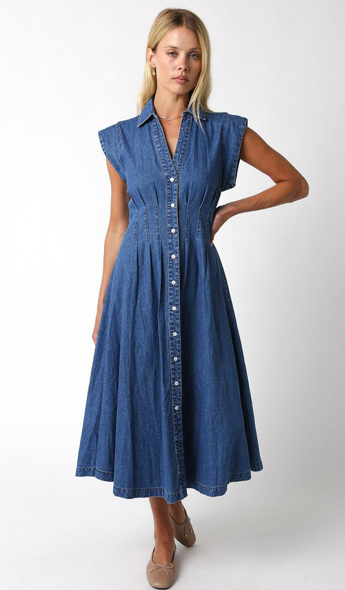 blashe denim dress Blashe Dress light Denim Buttondown Sleeveless Slim Fit Dress Women Sz Small