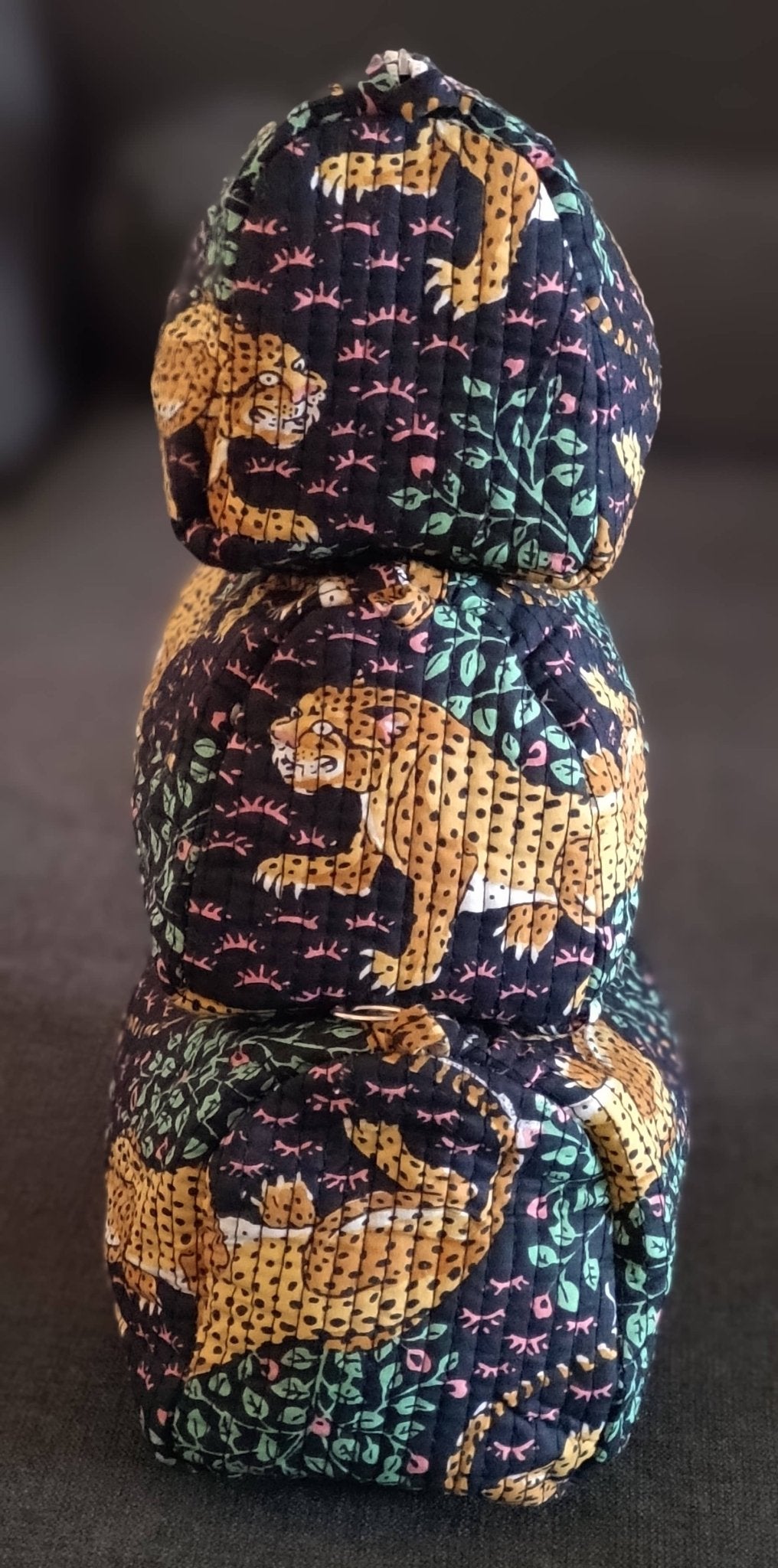 Blue Safari Cotton Quilted Makeup/Washbag - Addie Rose Boutique - Austin
