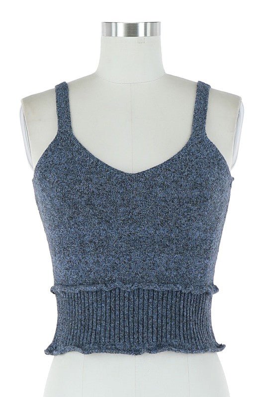 Blues Ribbed Sweater Top - Addie Rose Boutique - Austin