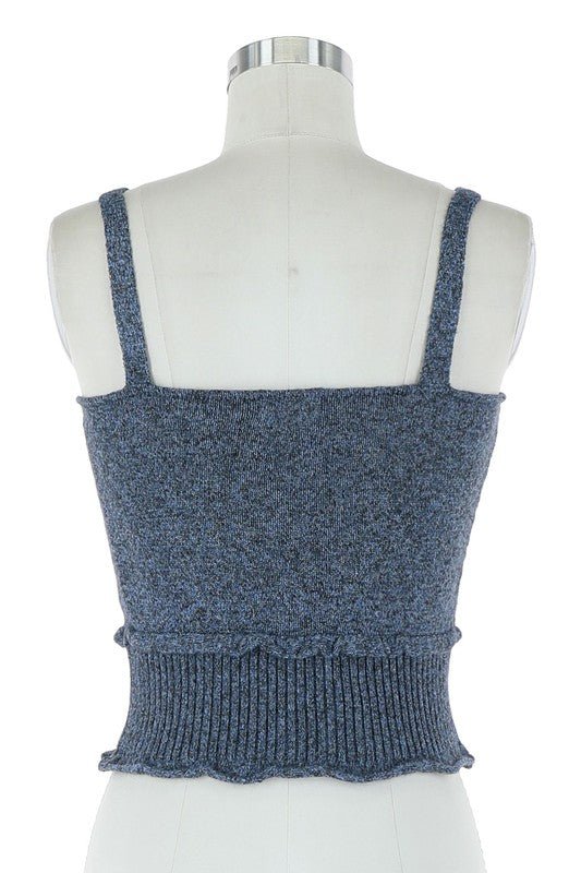 Blues Ribbed Sweater Top - Addie Rose Boutique - Austin