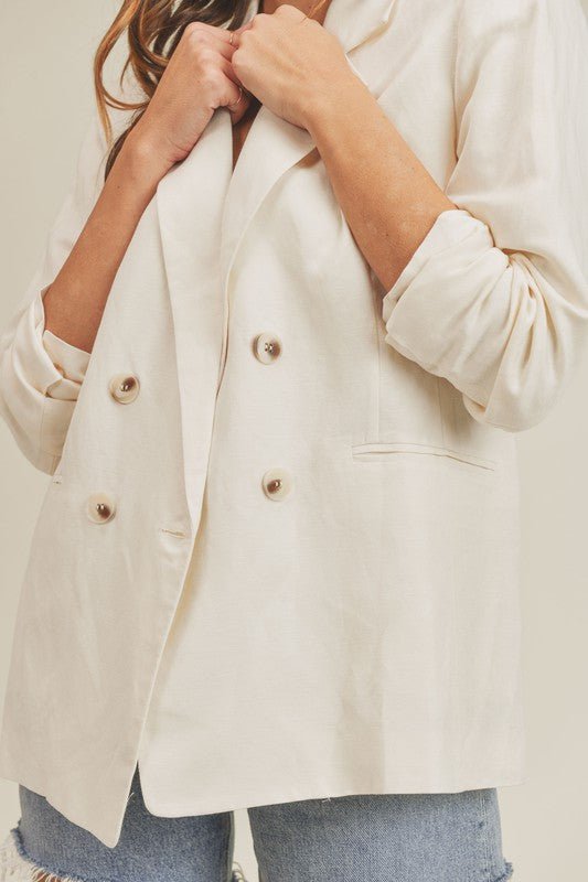 Boyfriend Fit Linen Blazer - Addie Rose Boutique - Austin