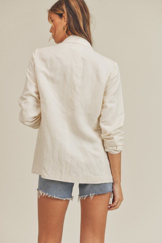 Boyfriend Fit Linen Blazer - Addie Rose Boutique - Austin