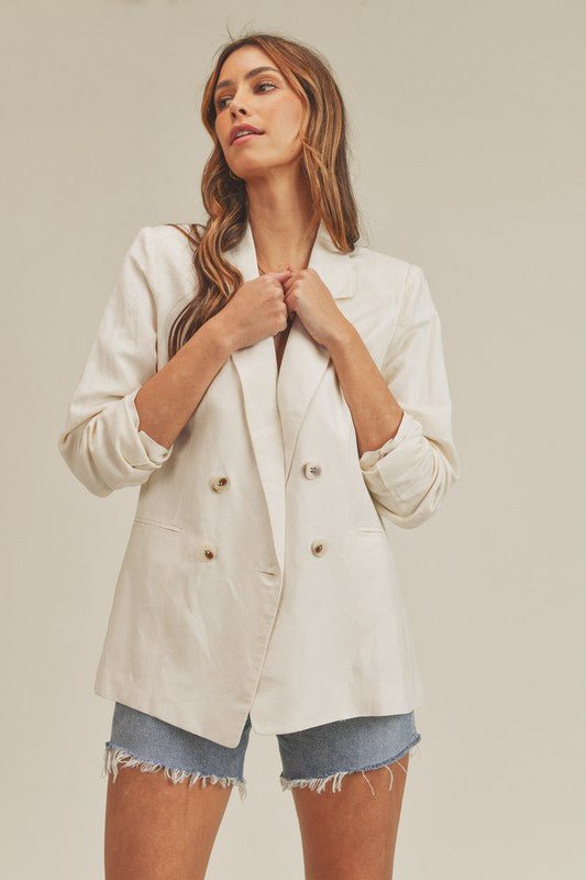 Boyfriend Fit Linen Blazer - Addie Rose Boutique - Austin
