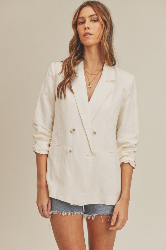 Boyfriend Fit Linen Blazer - Addie Rose Boutique - Austin