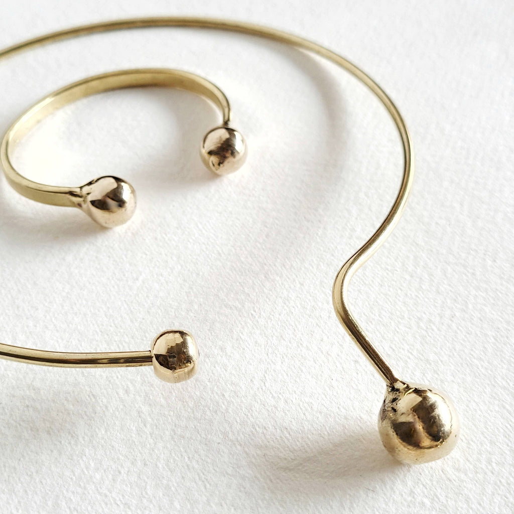 Brass Drop sphere Collar necklace asymmetrical choker: Collar - Addie Rose Boutique - Austin