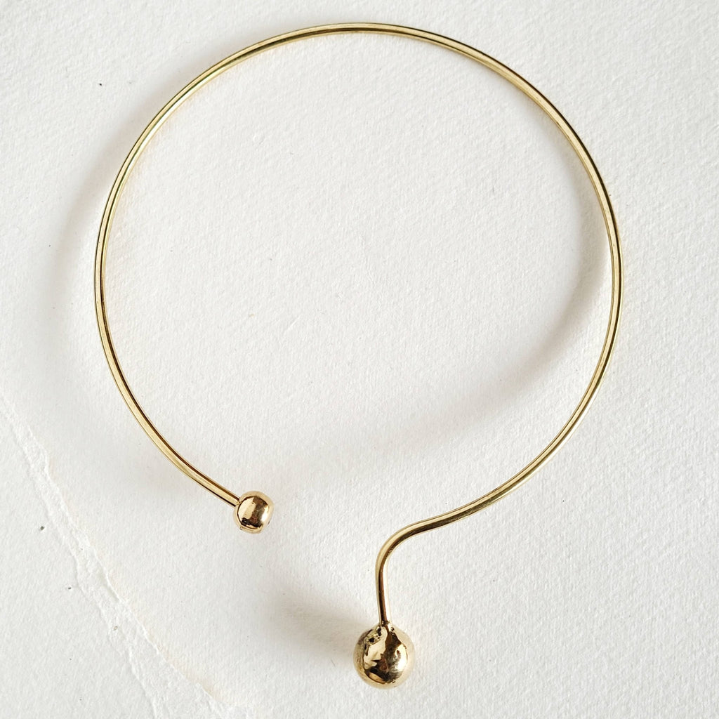 Brass Drop sphere Collar necklace asymmetrical choker: Collar - Addie Rose Boutique - Austin