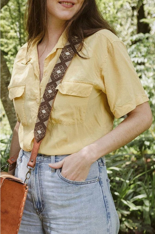 Brown Textile & Leather Strap - Addie Rose Boutique - Austin