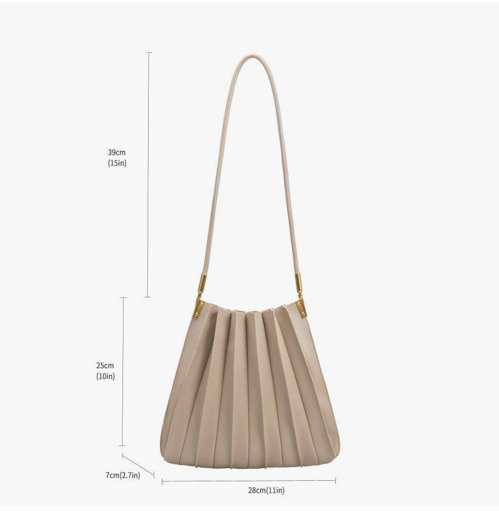 Carrie Pleated Vegan Shoulder Bag in Ivory - Addie Rose Boutique - Austin