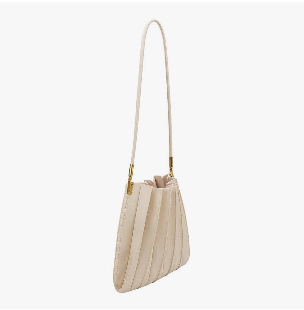 Carrie Pleated Vegan Shoulder Bag in Ivory - Addie Rose Boutique - Austin