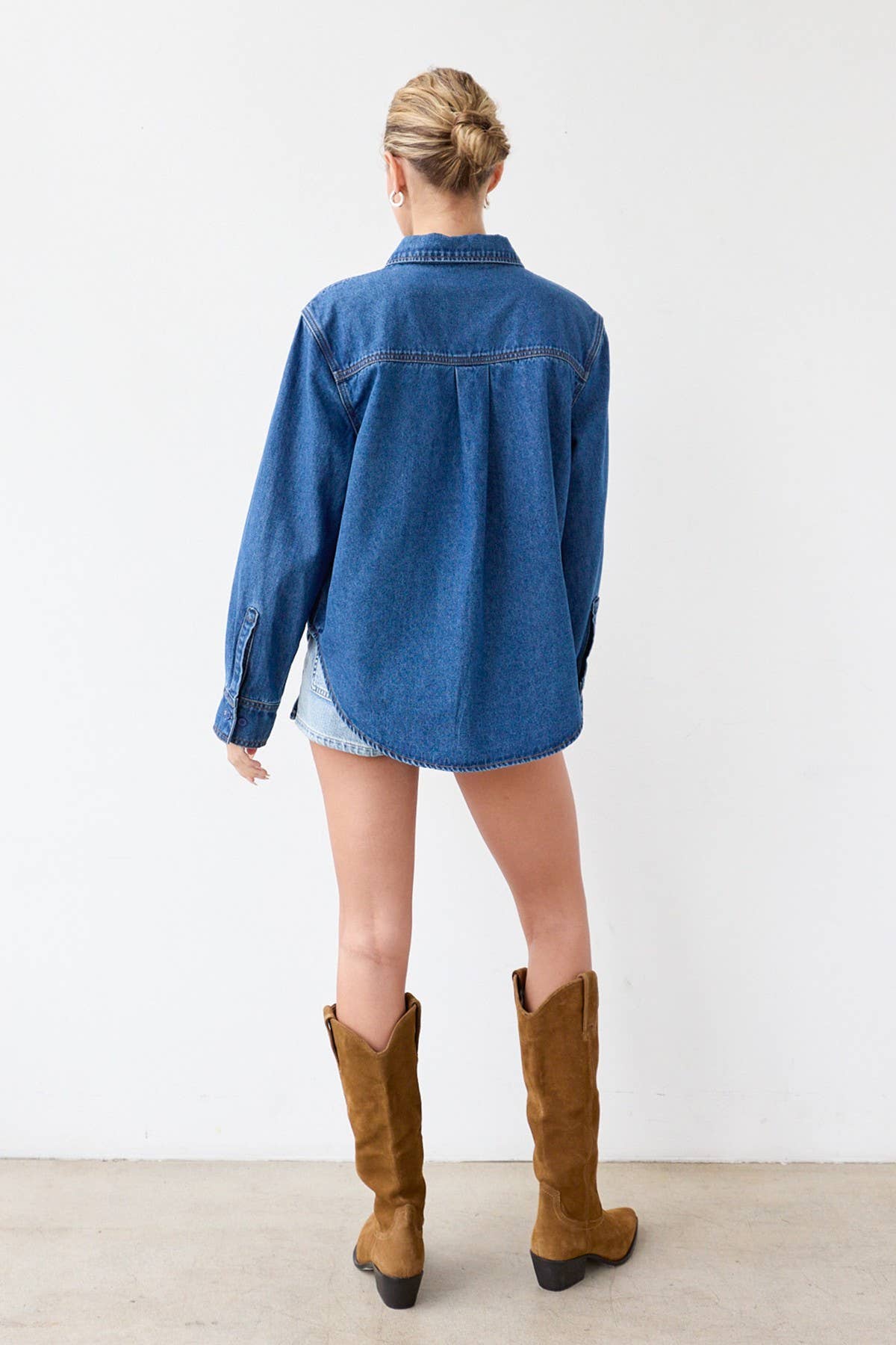 Cheri Denim Shacket with Embroidery