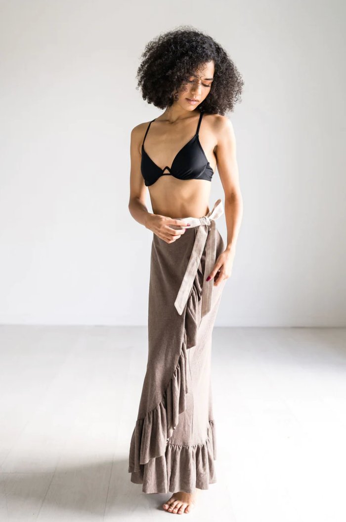 Cedar Brown Wrap Skirt - Addie Rose Boutique - Austin