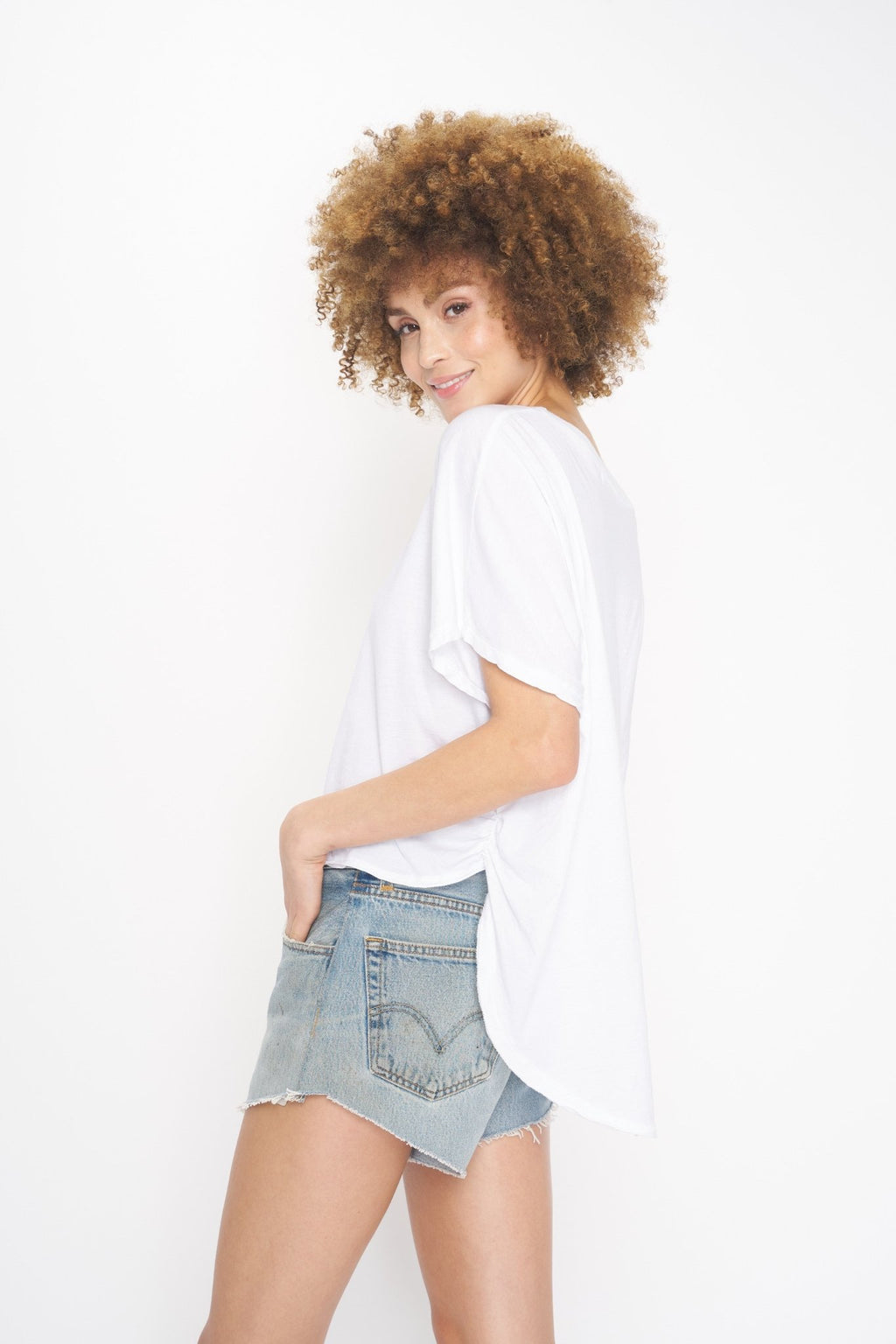 Chances Ruched Side Tee - Addie Rose Boutique - Austin