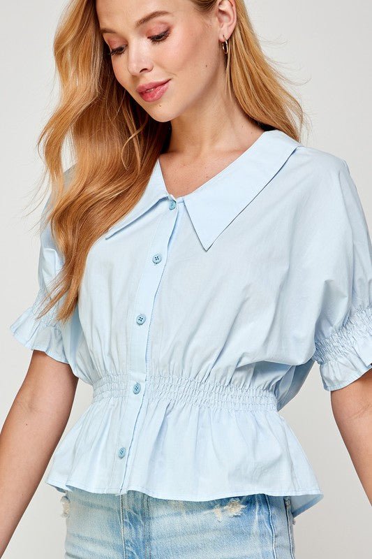 Chelsea Collar Poplin Top - Addie Rose Boutique - Austin