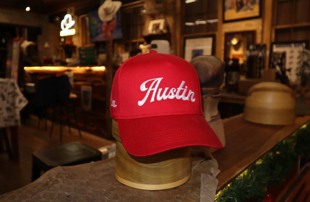 Cherry "Austin" Canvas Trucker Hat - Addie Rose Boutique - Austin