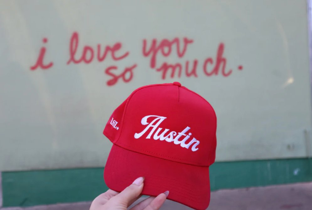 Cherry "Austin" Canvas Trucker Hat - Addie Rose Boutique - Austin
