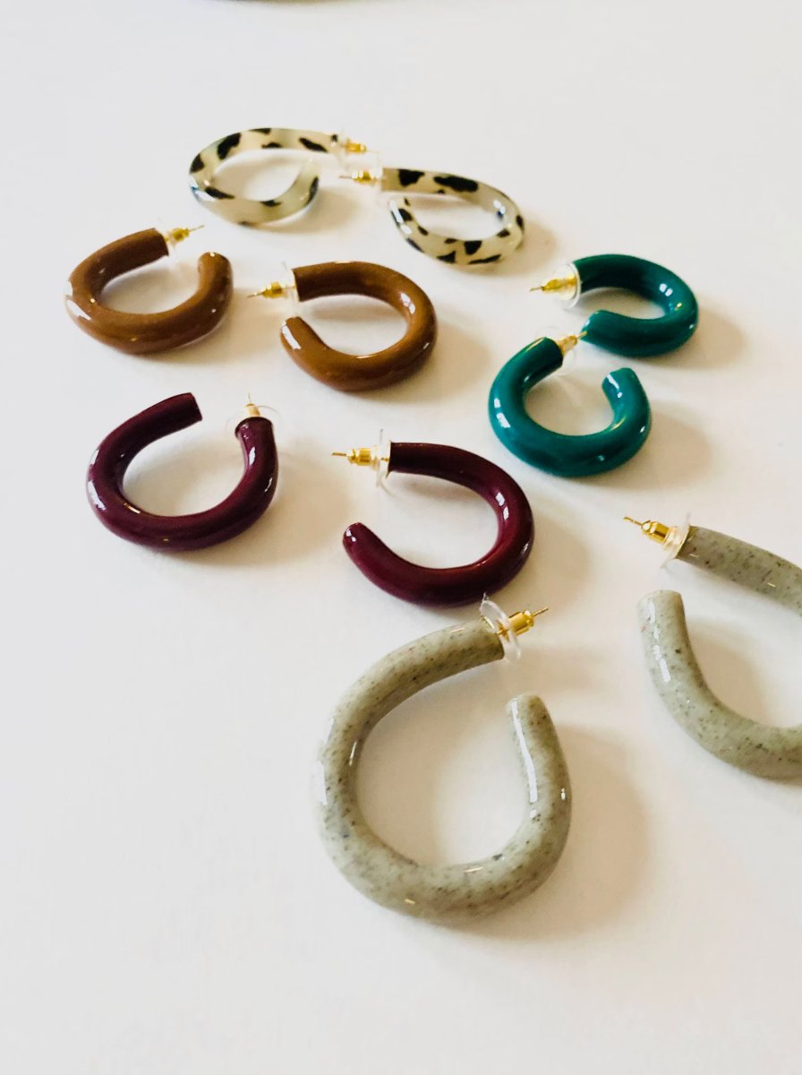 Clay & Resin Chunky Hoop Earrings - Addie Rose Boutique - Austin